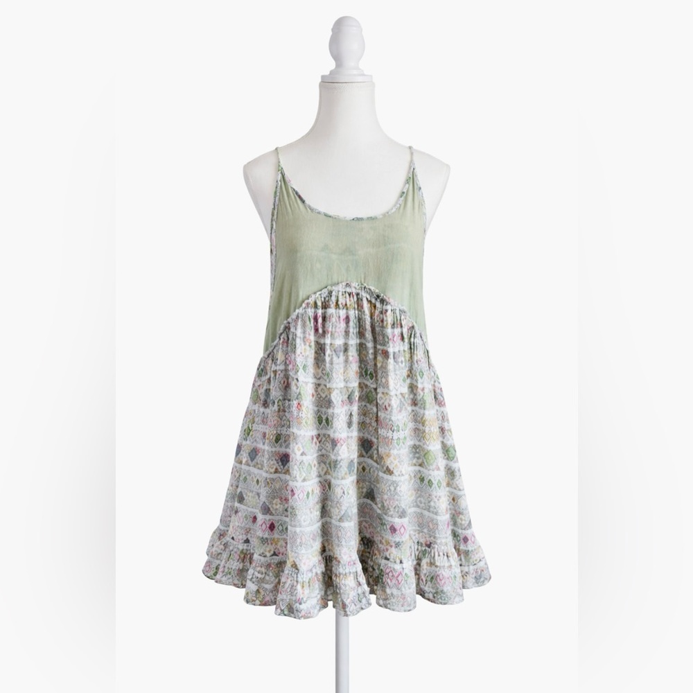 Carolina K Boho Cotton Gauze Tiered Mini Dress XS
